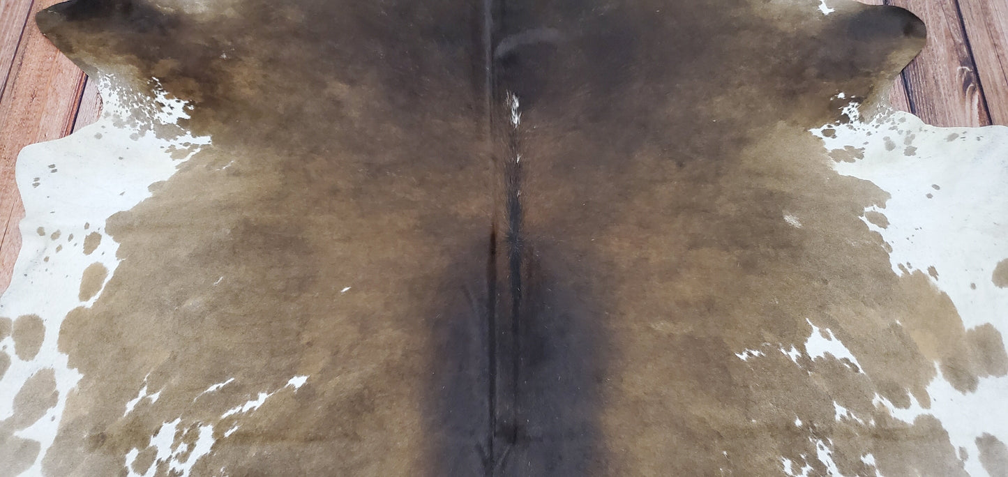 Large TriColor Cowhide Rug 8.3ft x 7.5ft