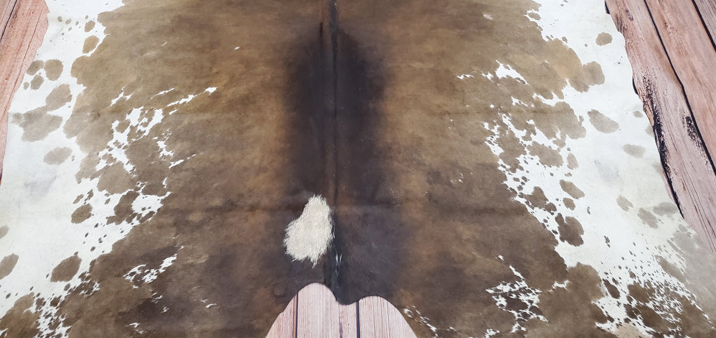 Large TriColor Cowhide Rug 8.3ft x 7.5ft