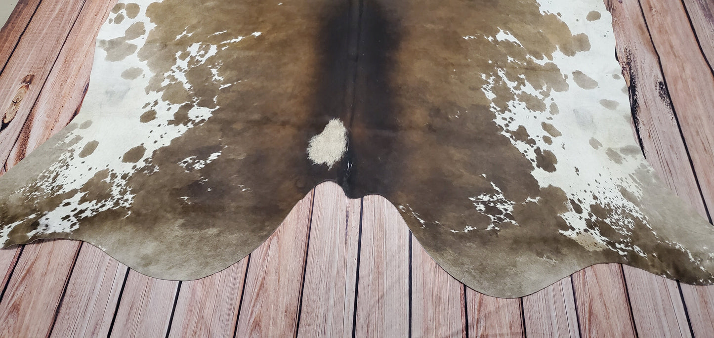 Large TriColor Cowhide Rug 8.3ft x 7.5ft