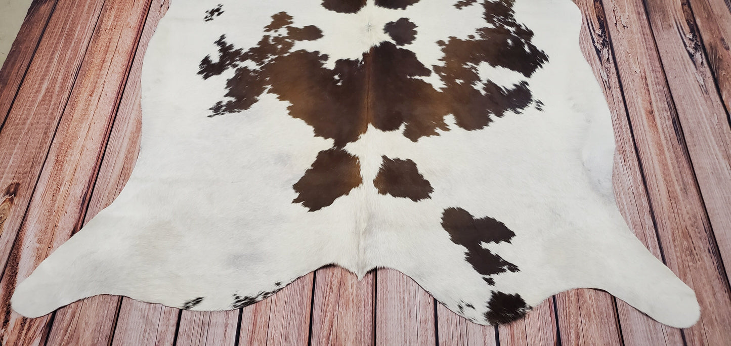Cowhide Rug Brown White 7ft x 6ft