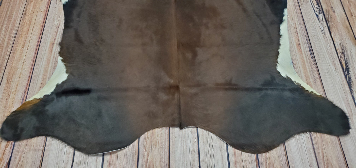 Chocolate Cowhide Rug Brazilian 7.2ft x 6.5ft