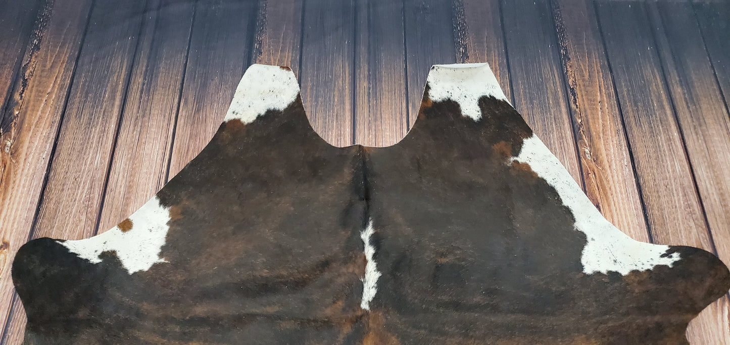Exotic Cowhide Rug Brown White 7.5ft x 6.8ft