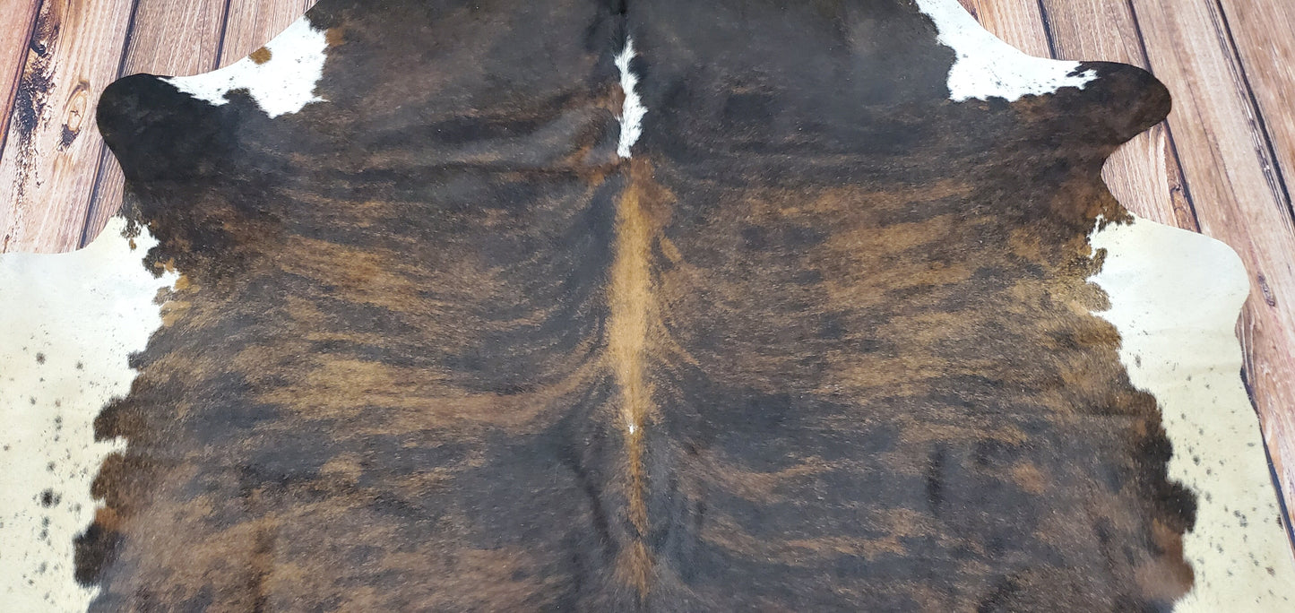 Exotic Cowhide Rug Brown White 7.5ft x 6.8ft