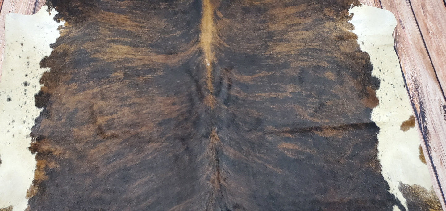Exotic Cowhide Rug Brown White 7.5ft x 6.8ft