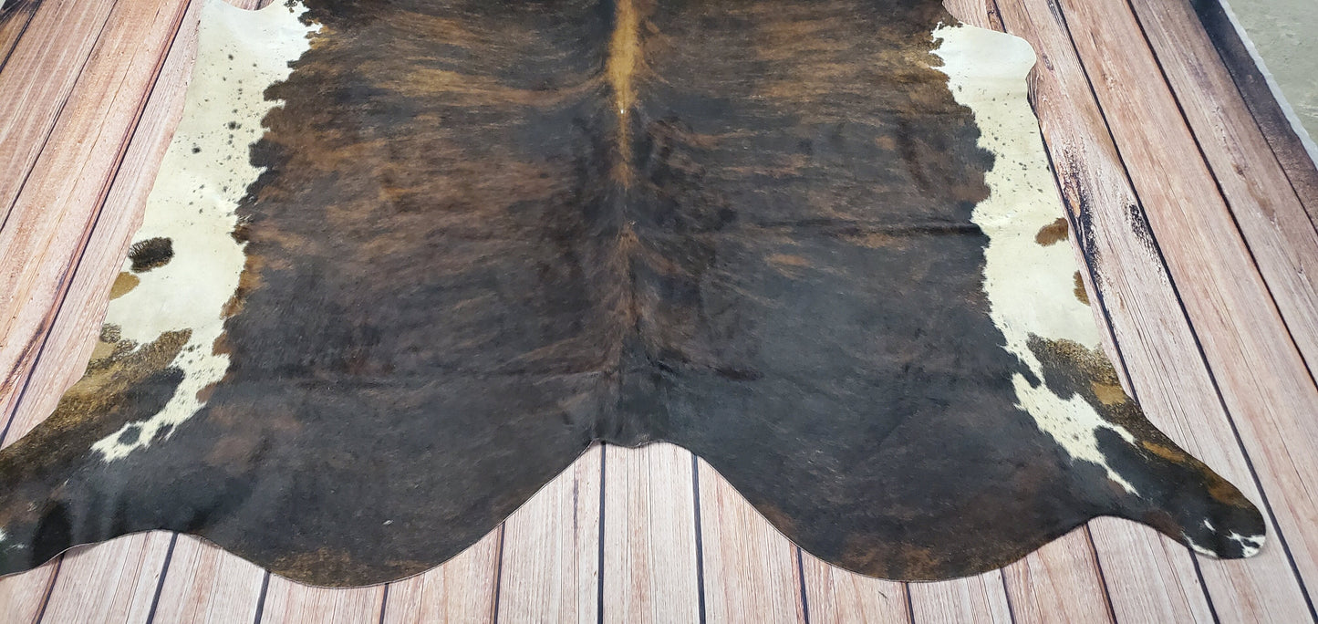 Exotic Cowhide Rug Brown White 7.5ft x 6.8ft
