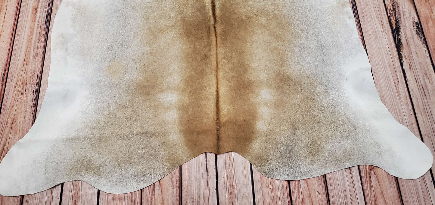 Real Cowhide Rug Beige Taupe 6.2ft x 6.2ft