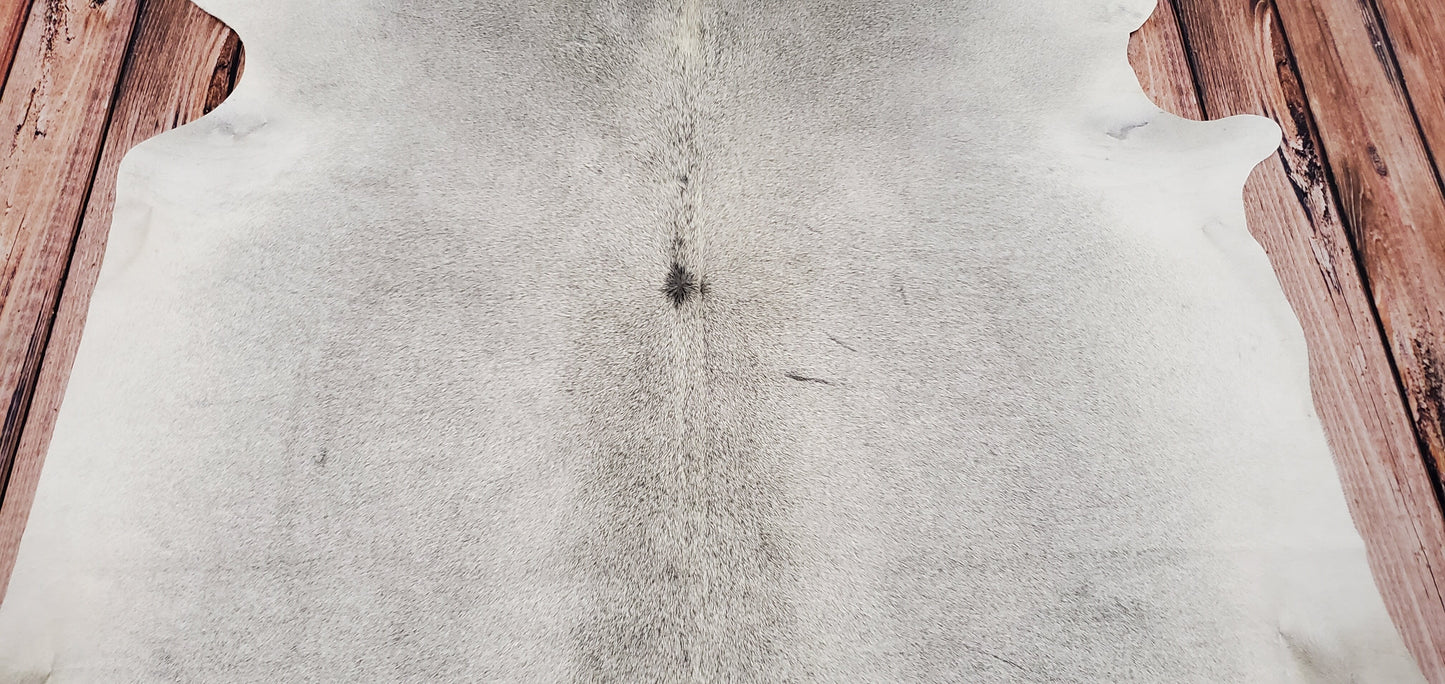 Solid Light Grey Cowhide Rug 7.5ft x 6.6ft