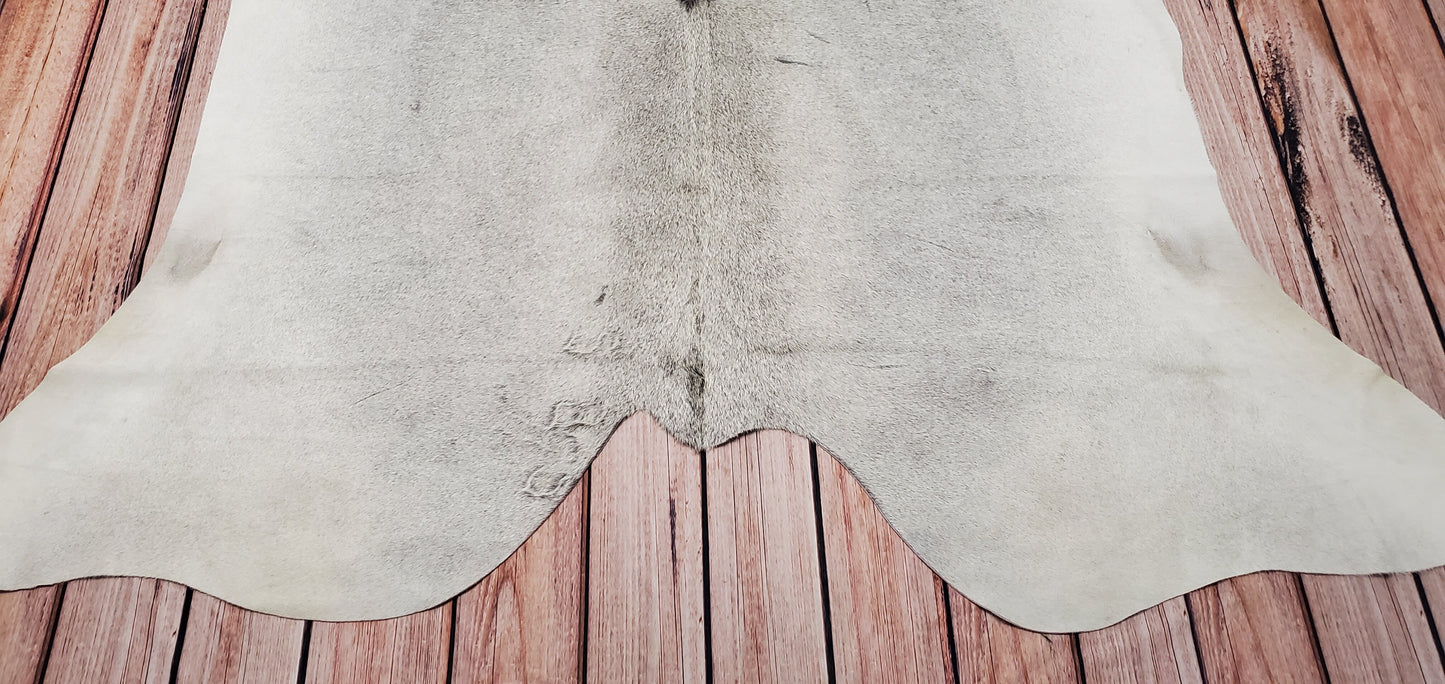 Solid Light Grey Cowhide Rug 7.5ft x 6.6ft