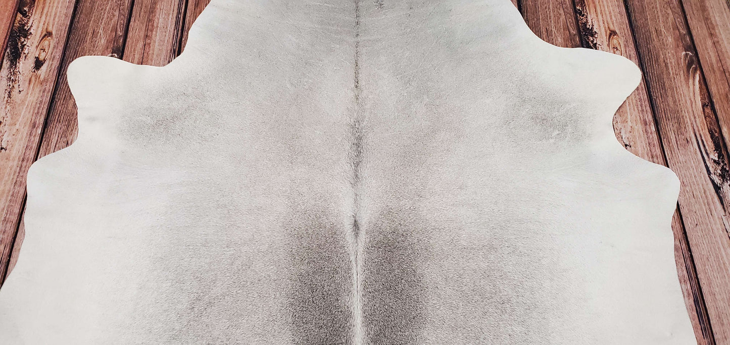 Large Cowhide Rug Grey Ivory 7ft x 6ft