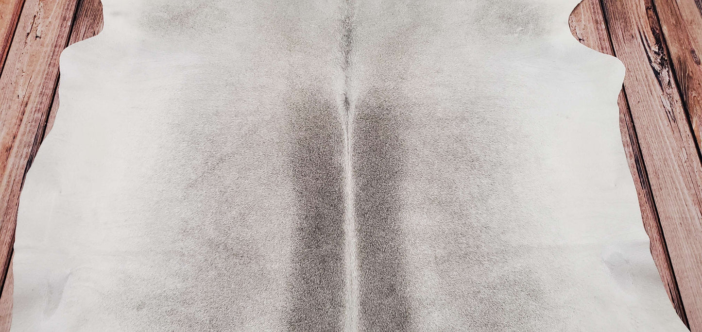 Large Cowhide Rug Grey Ivory 7ft x 6ft