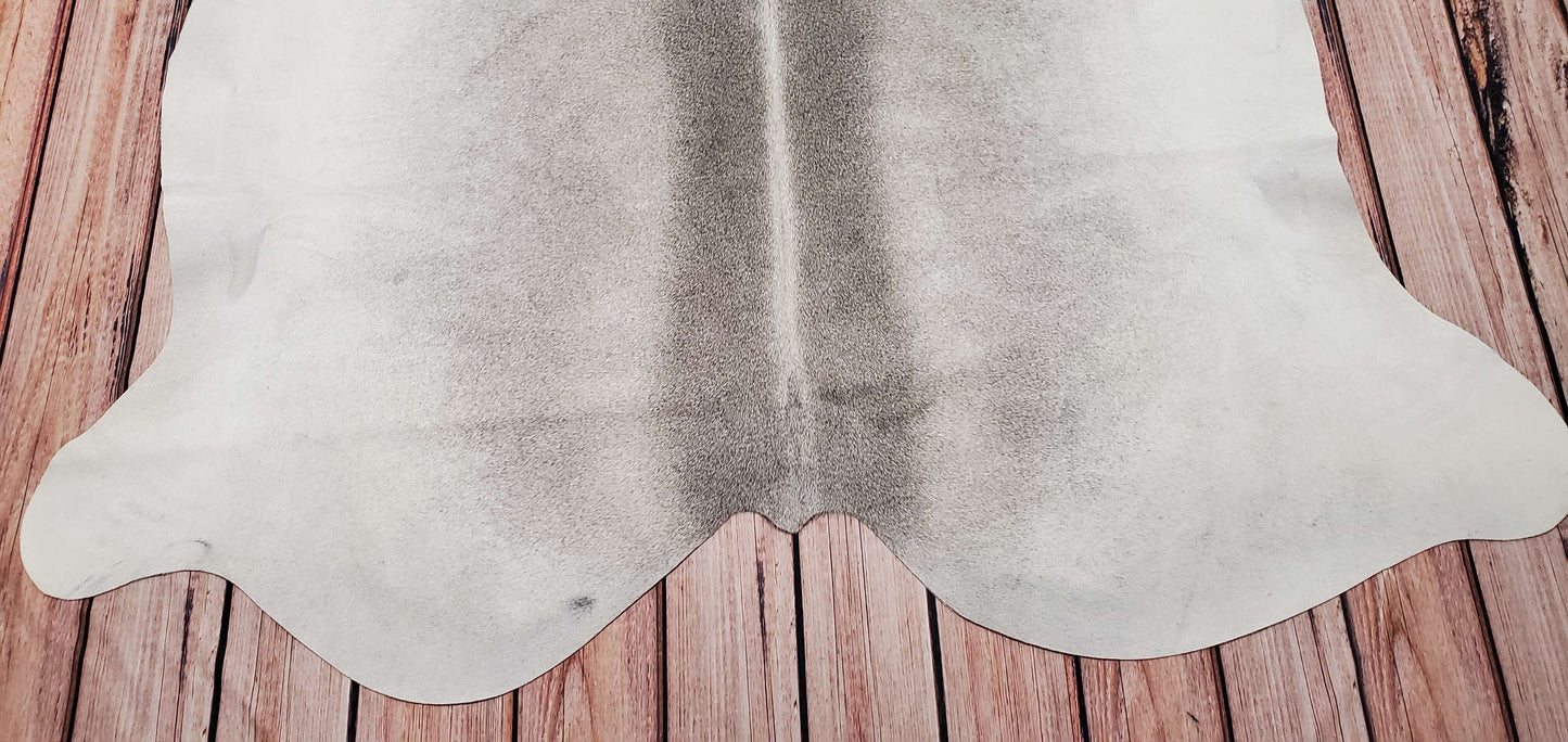 Large Cowhide Rug Grey Ivory 7ft x 6ft