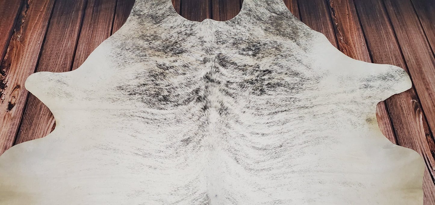 Brazilian Light Grey Brindle Cowhide Rug 7.5ft x 6.6ft