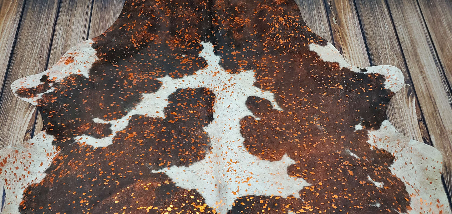 Bright Metallic Cowhide Rug 7.5ft x 6.25ft