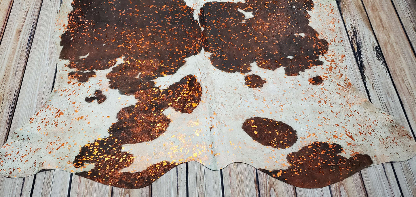 Bright Metallic Cowhide Rug 7.5ft x 6.25ft