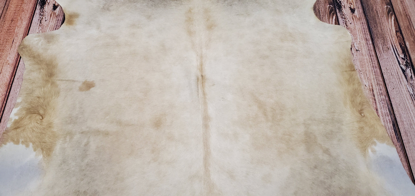 Natural Cowhide Rug Champagne Beige 7.5ft x 6.6ft