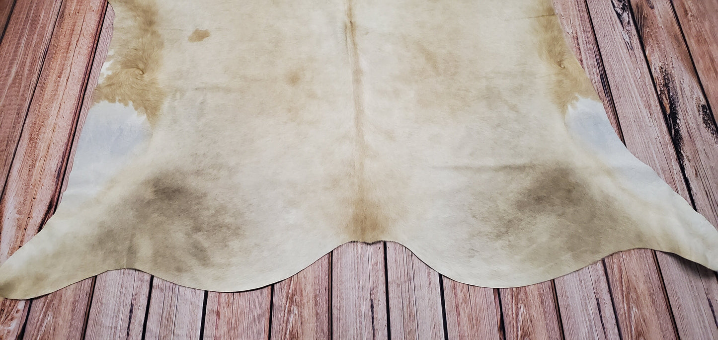 Natural Cowhide Rug Champagne Beige 7.5ft x 6.6ft