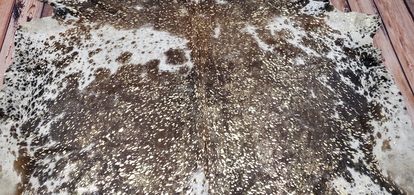 Metallic On Dark Cowhide Rug 8.2ft x 7.4ft