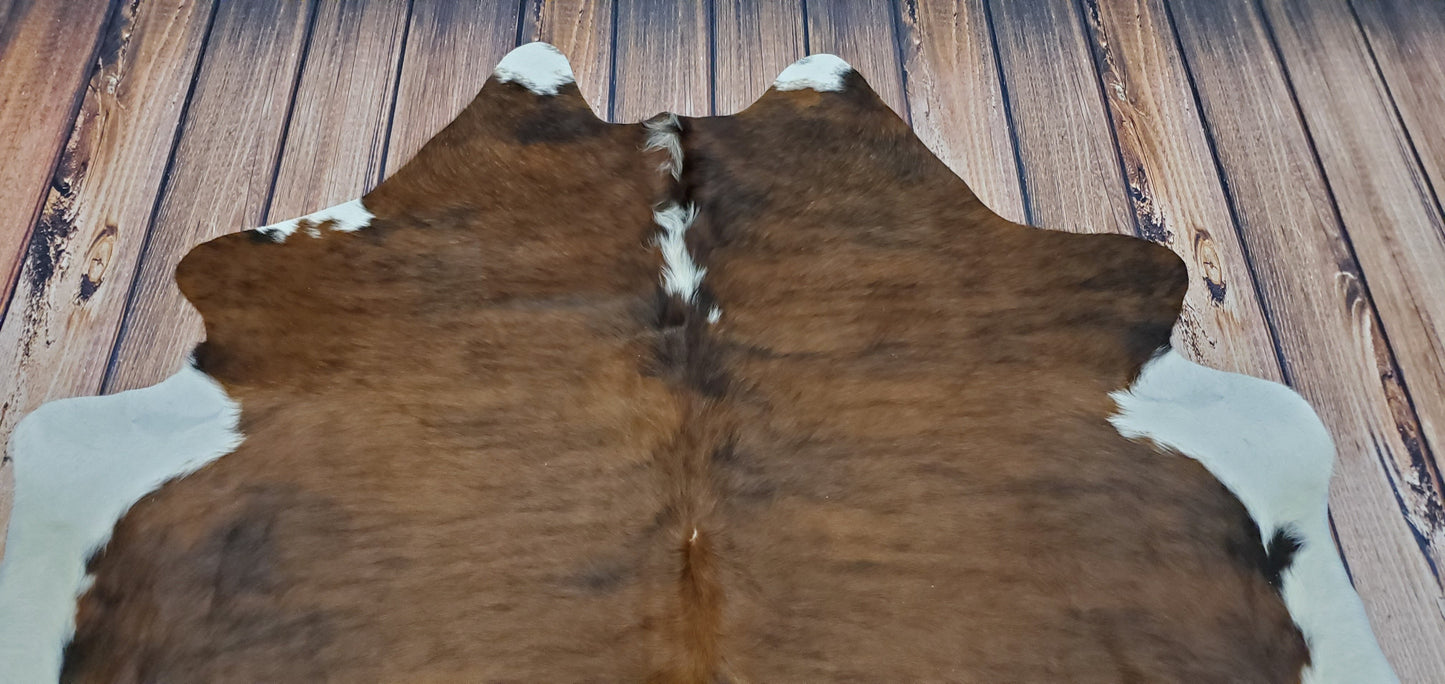 Authentic Dark Brown Cowhide Rug 6ft X 6.4ft