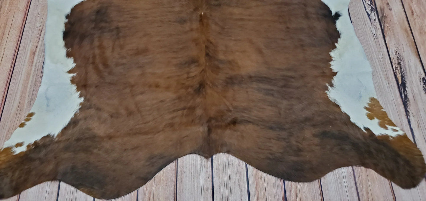 Authentic Dark Brown Cowhide Rug 6ft X 6.4ft