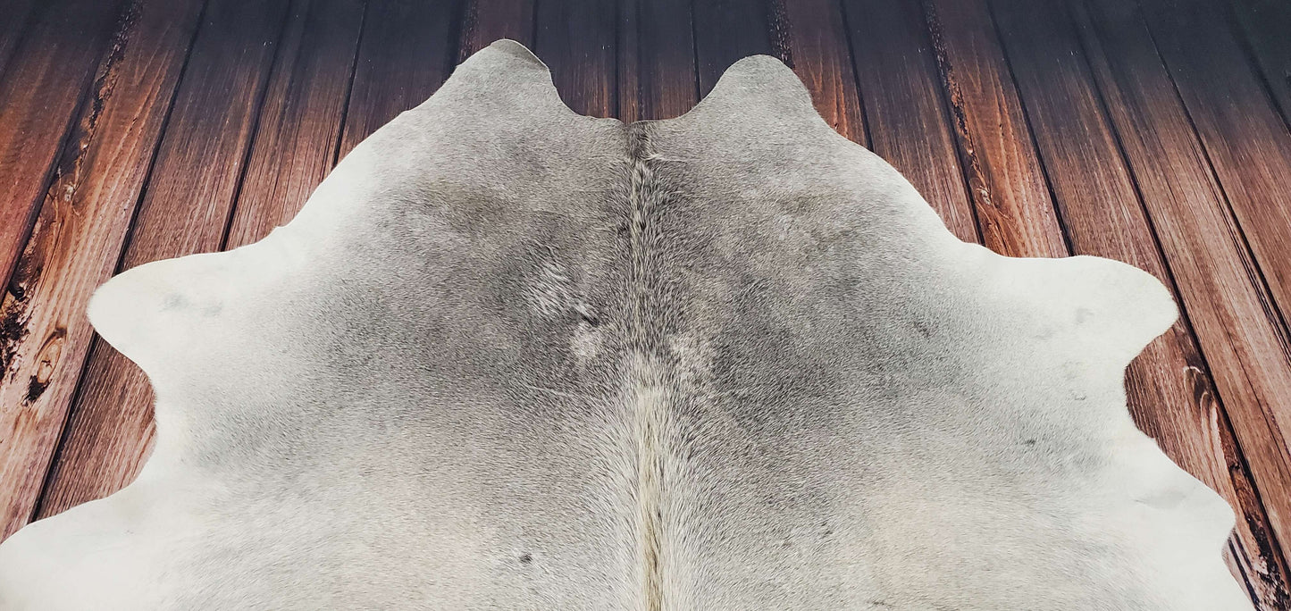 Exotic Light Grey Ivory Cowhide Rug 7.7ft x 7ft