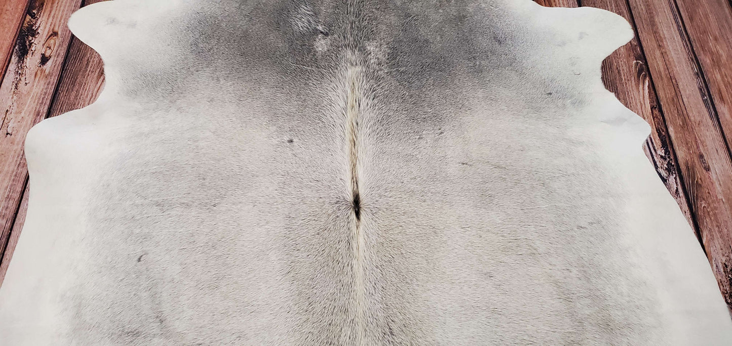 Exotic Light Grey Ivory Cowhide Rug 7.7ft x 7ft