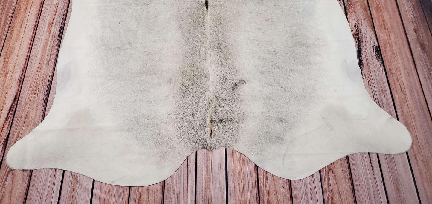 Exotic Light Grey Ivory Cowhide Rug 7.7ft x 7ft