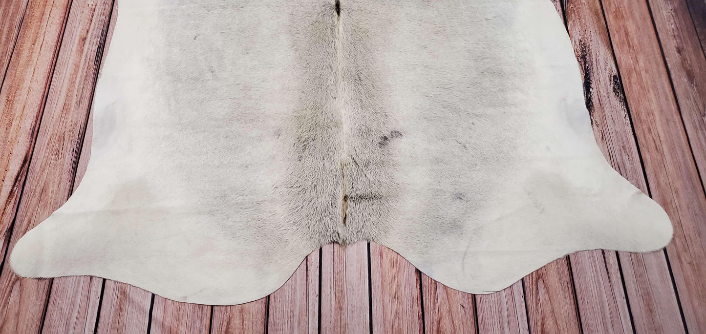 Exotic Light Grey Ivory Cowhide Rug 7.7ft x 7ft