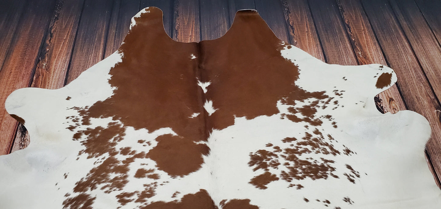 Salt Pepper Brown White Cowhide Rug 7.6ft X 7ft