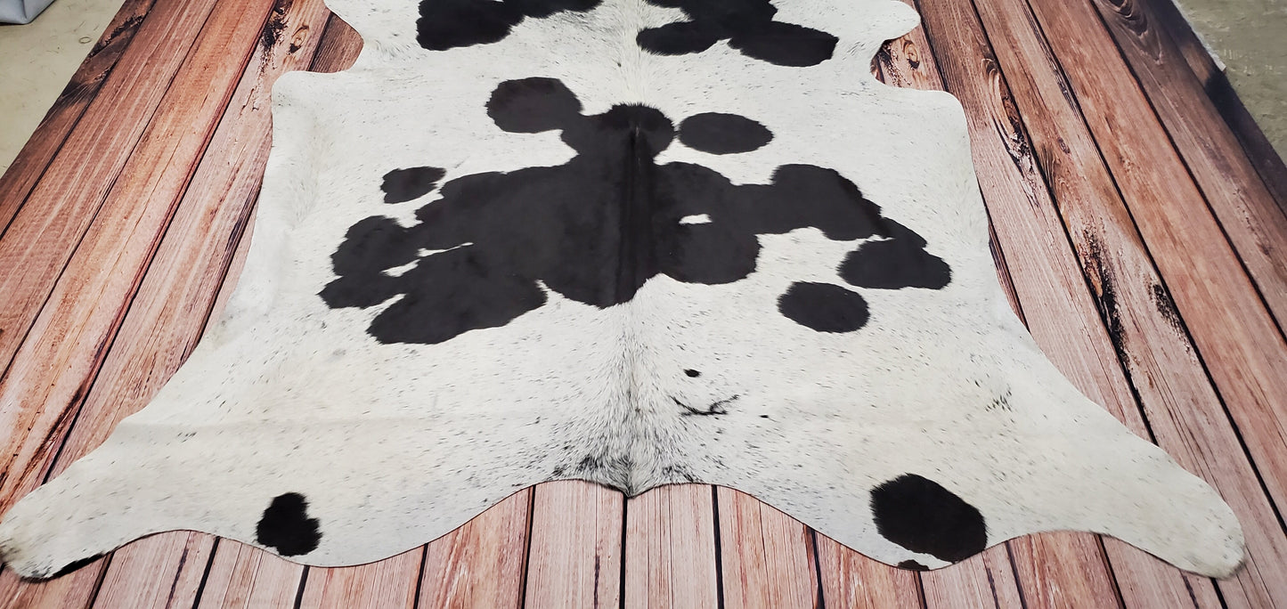 Genuine Cowhide Rug Black White 7ft x 6ft