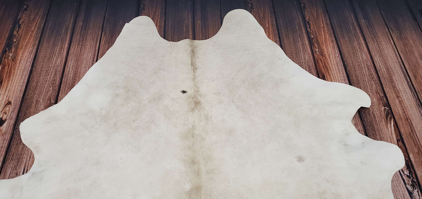 Large Cream White Cowhide Rug 7ft x 6ft