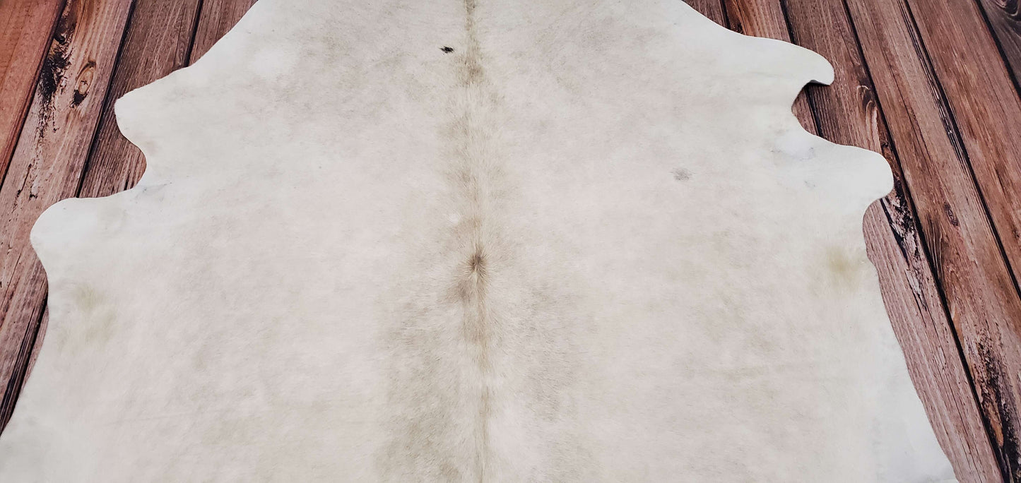Large Cream White Cowhide Rug 7ft x 6ft