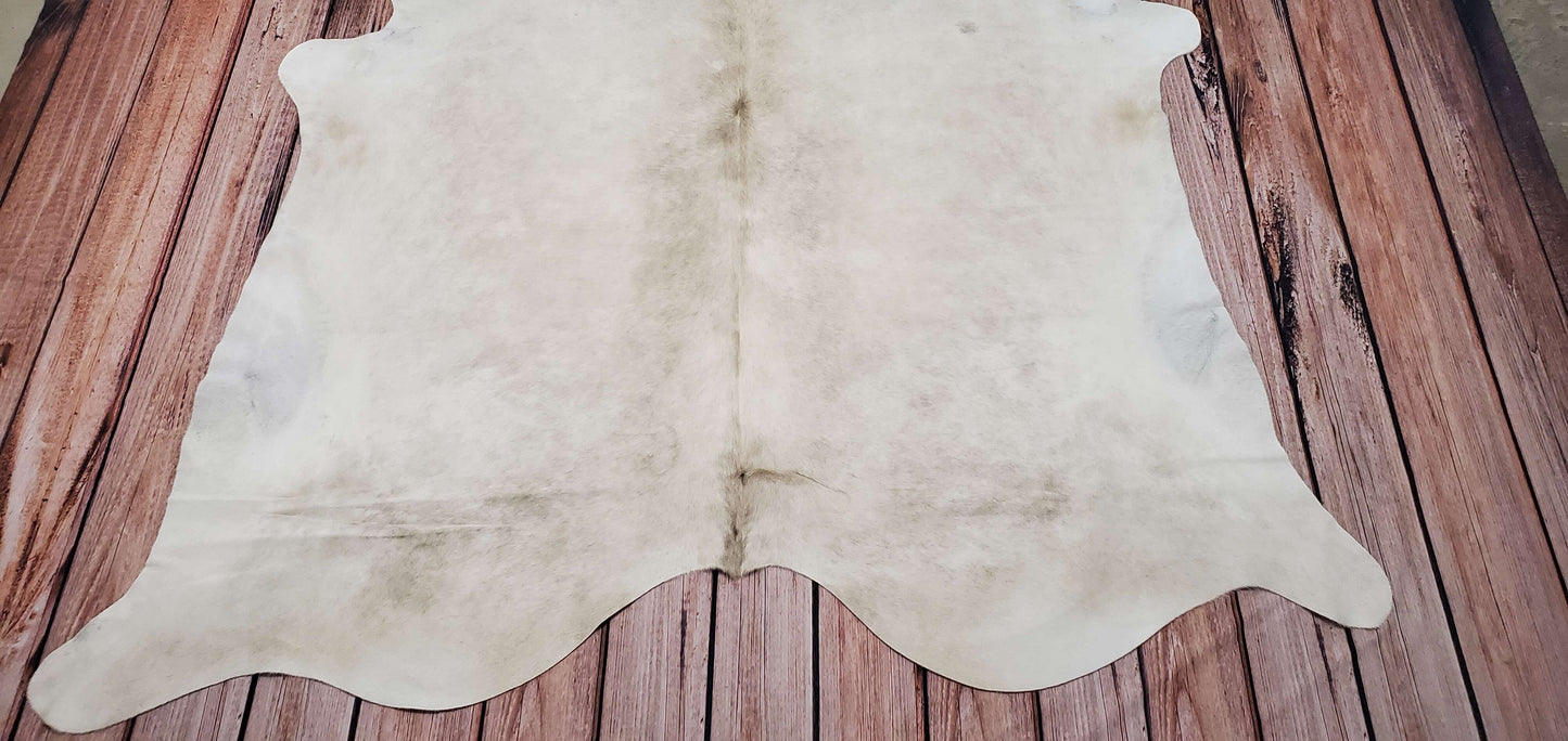 Large Cream White Cowhide Rug 7ft x 6ft