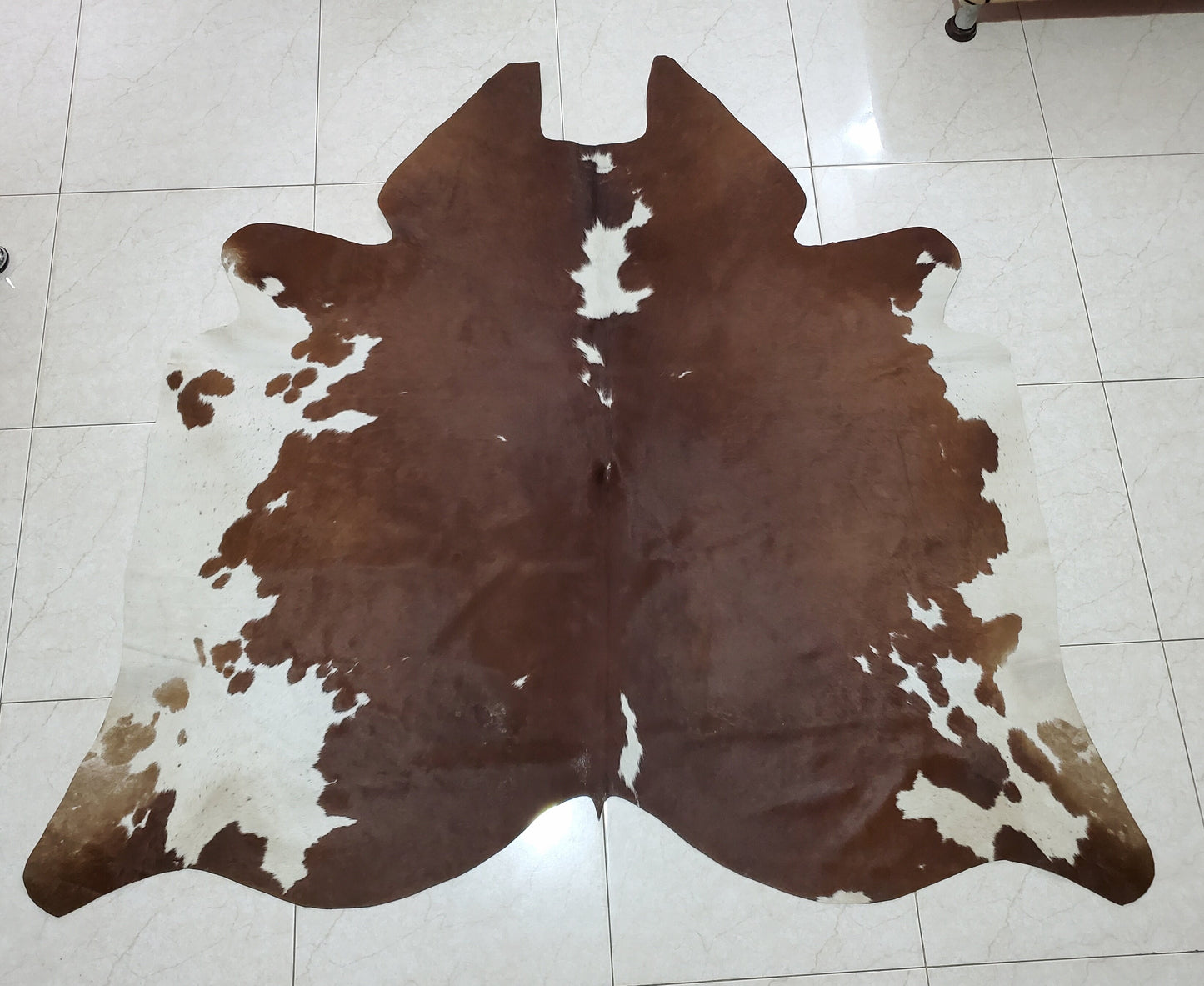 Mini Cowhide Rug Brown White 4.7ft x 5.2ft