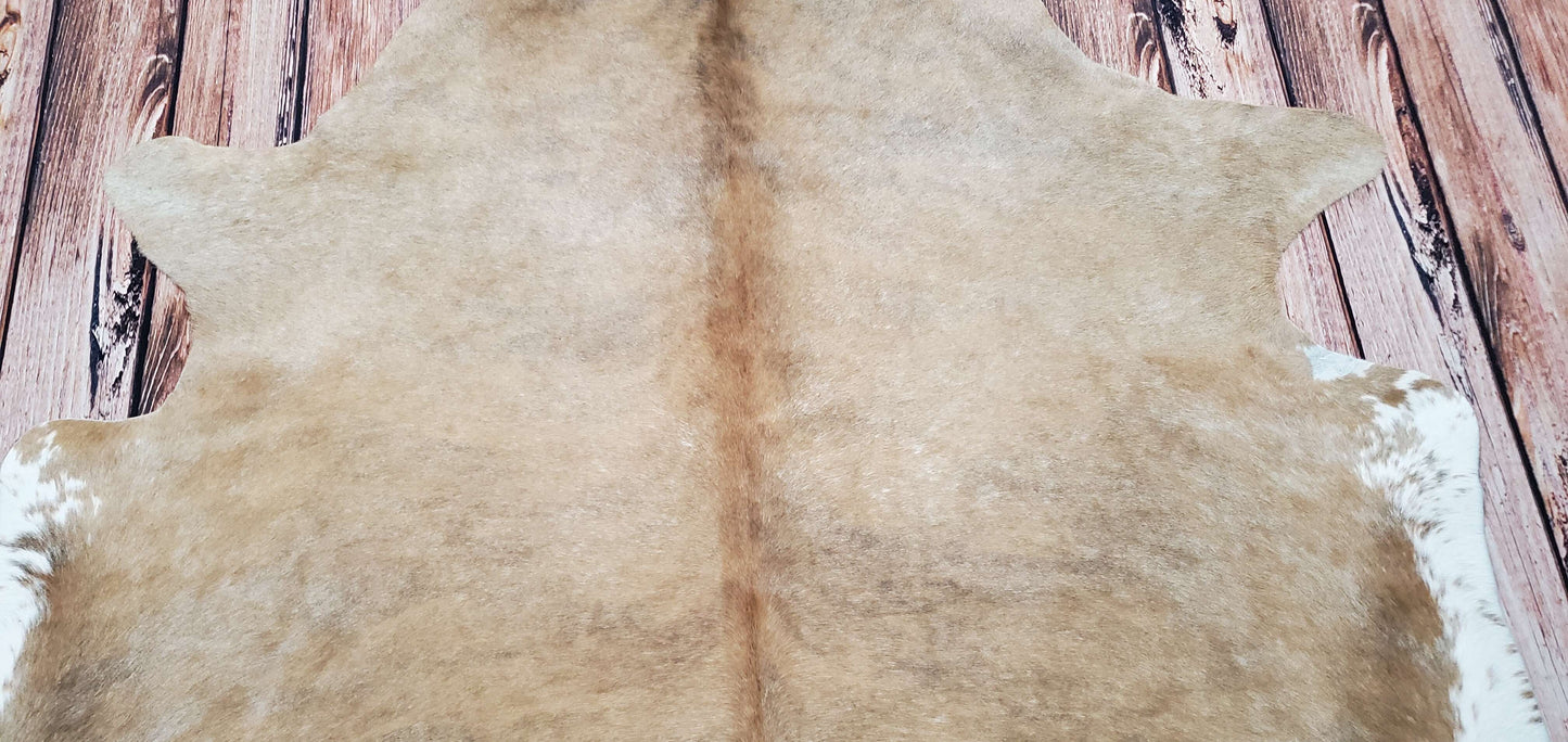 New Light Beige Brown Cowhide Rug 7.6ft x 6.8ft