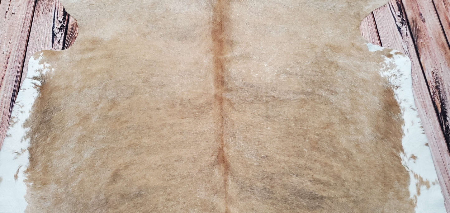 New Light Beige Brown Cowhide Rug 7.6ft x 6.8ft