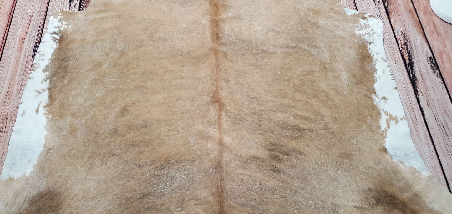 New Light Beige Brown Cowhide Rug 7.6ft x 6.8ft