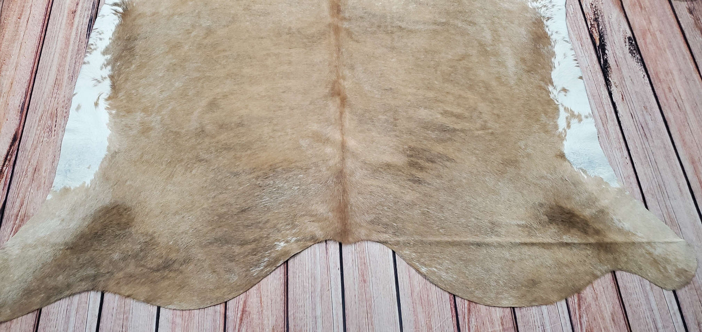 New Light Beige Brown Cowhide Rug 7.6ft x 6.8ft