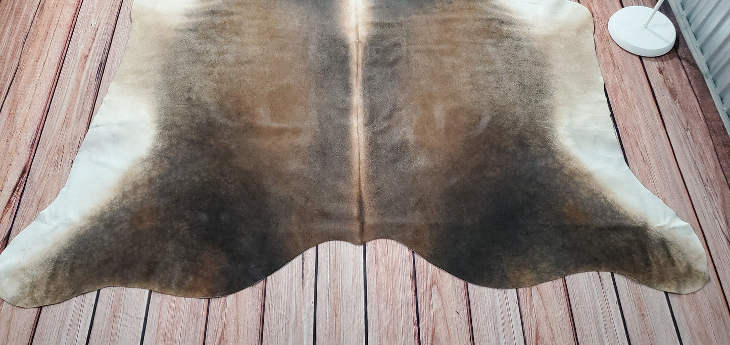 Brazilian Dark Tan Cowhide Rug 7.4ft x 7ft
