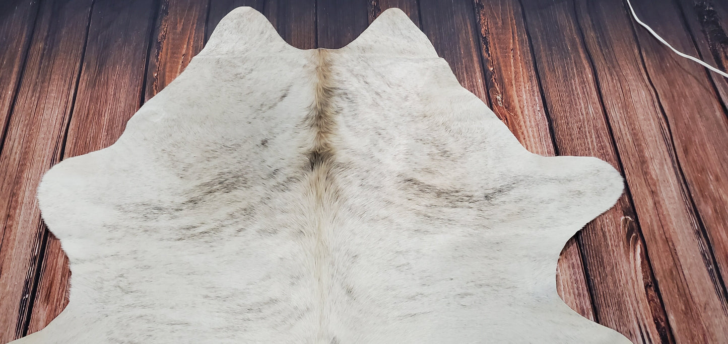 Exotic Light Brindle Grey Cowhide Rug 6.6ft x 5.6ft