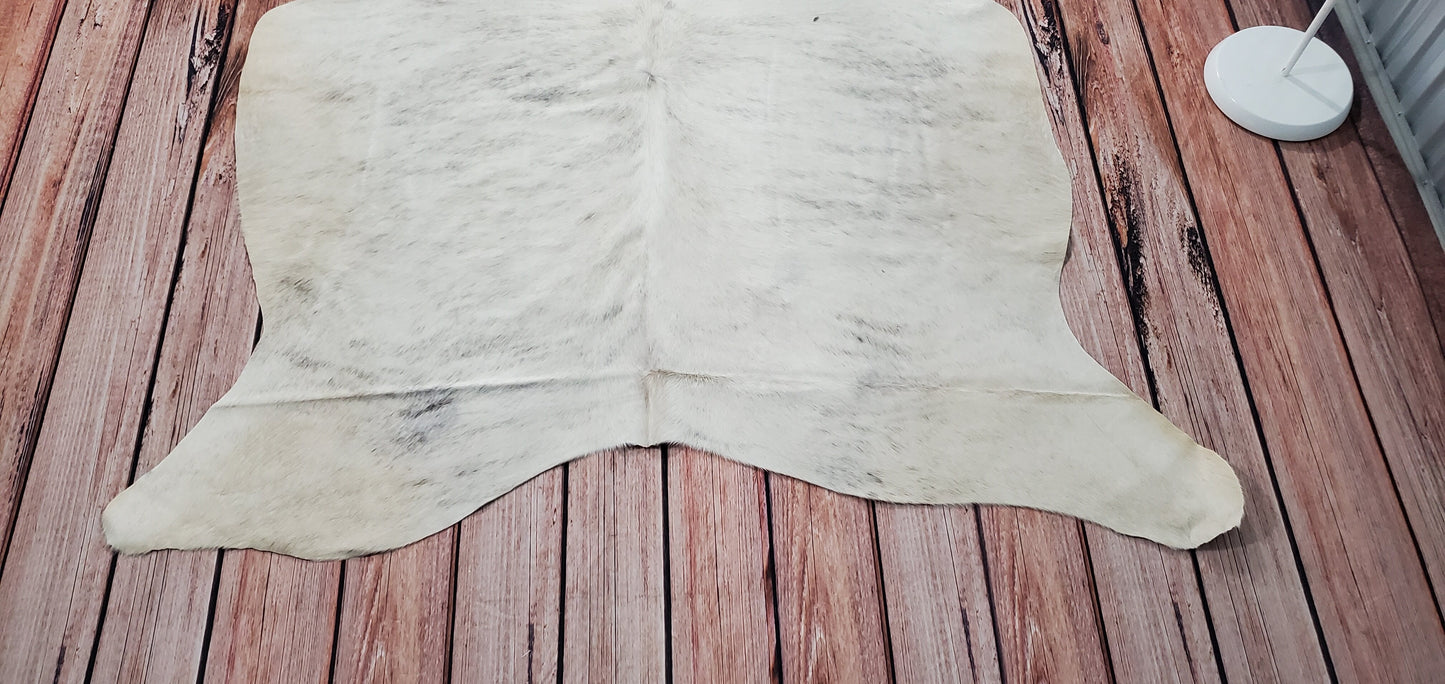 Exotic Light Brindle Grey Cowhide Rug 6.6ft x 5.6ft