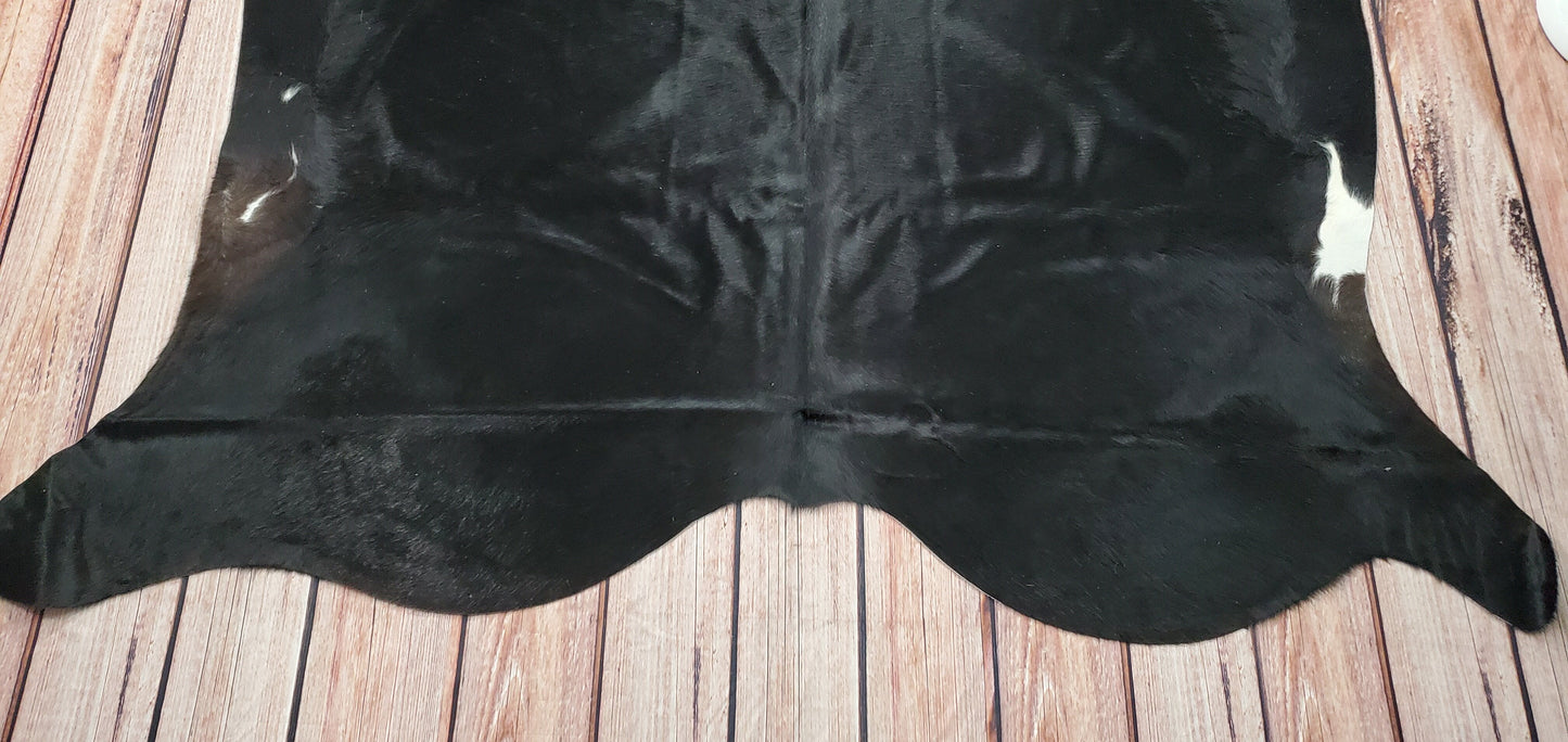 Large Black White Cowhide Rug 7ft X 6.2ft