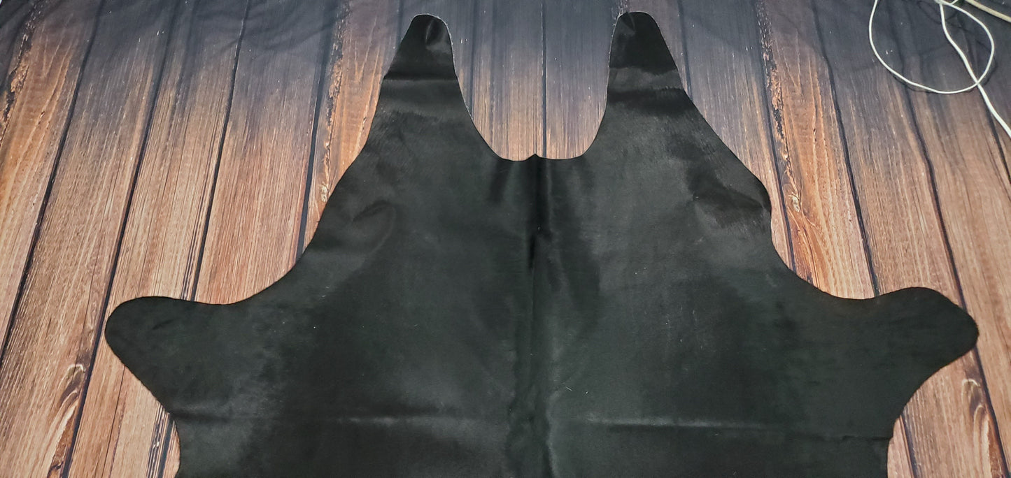 Brazilian Exotic Black Cowhide Rug 7.8ft x 6.5ft