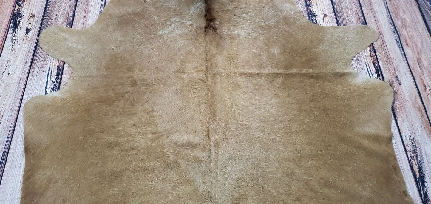 Natural Brown Beige Cowhide Rug 7.6ft x 6.8ft