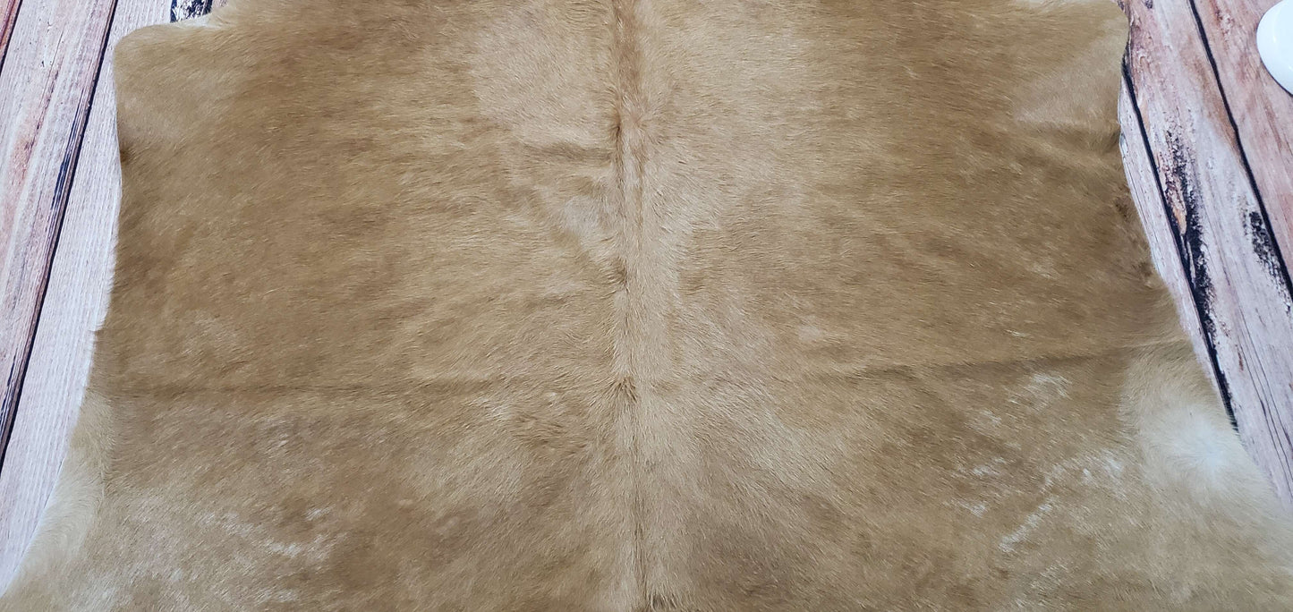 Natural Brown Beige Cowhide Rug 7.6ft x 6.8ft