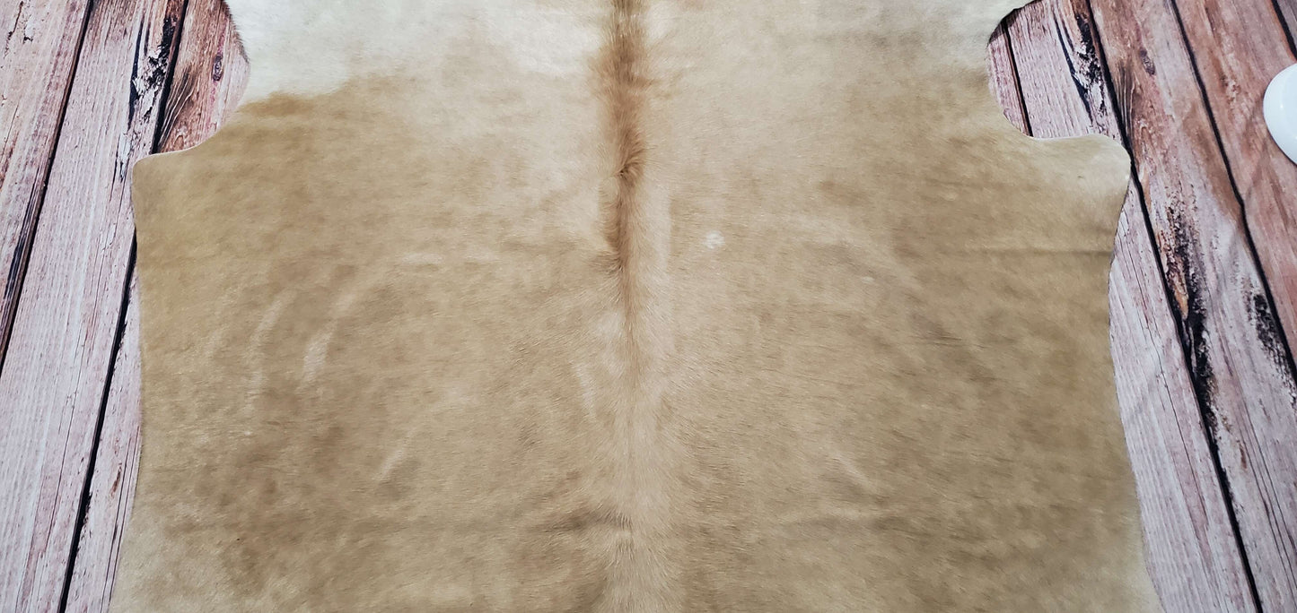 Exotic Light Brown Beige Cowhide Rug 7.2ft x 6.6ft