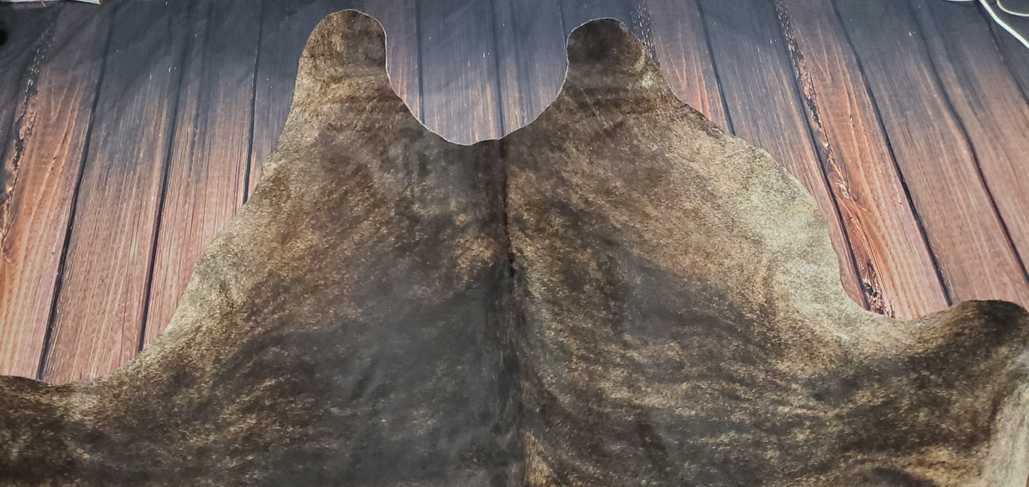 Genuine Cowhide Rug Brindle Tricolor 8.3ft X 7ft