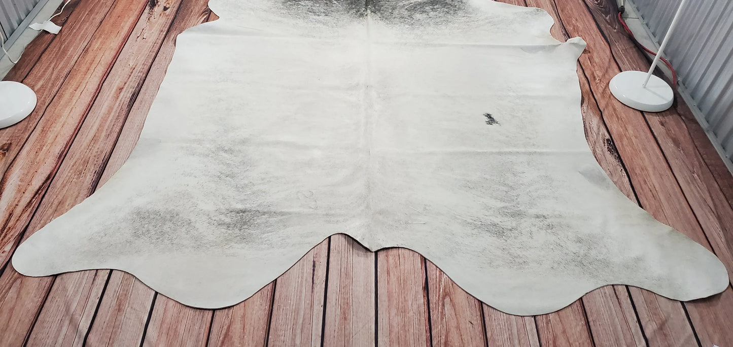 Large Gray Brindle Cowhide Rug 7ft x 7.5ft