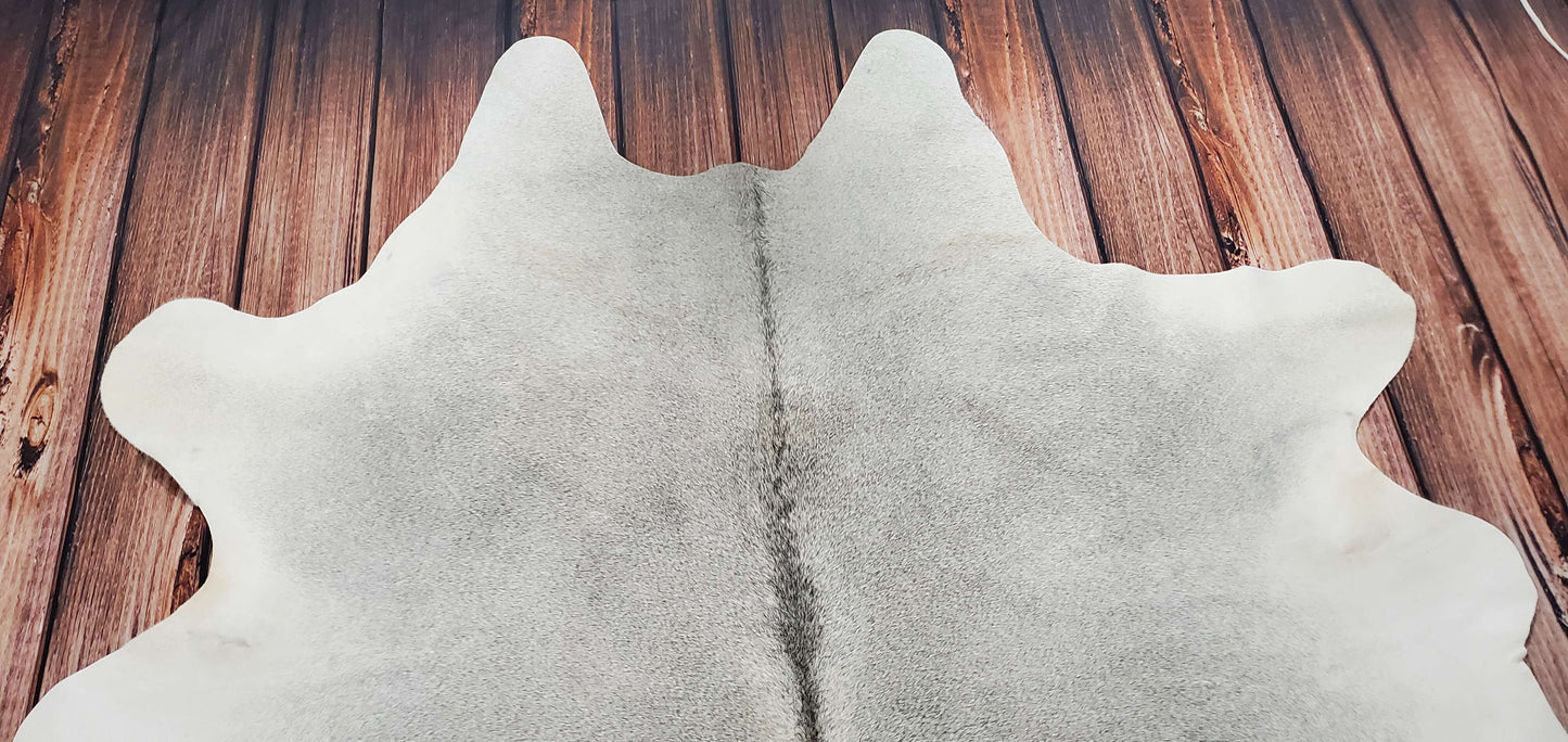 Genuine Large Grey Cowhide Rug 7ft x 6.6ft