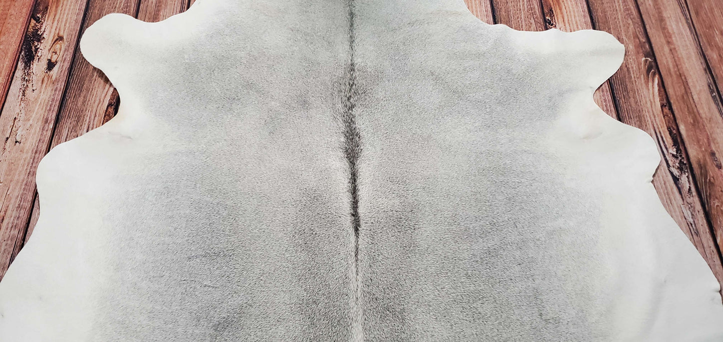 Genuine Large Grey Cowhide Rug 7ft x 6.6ft