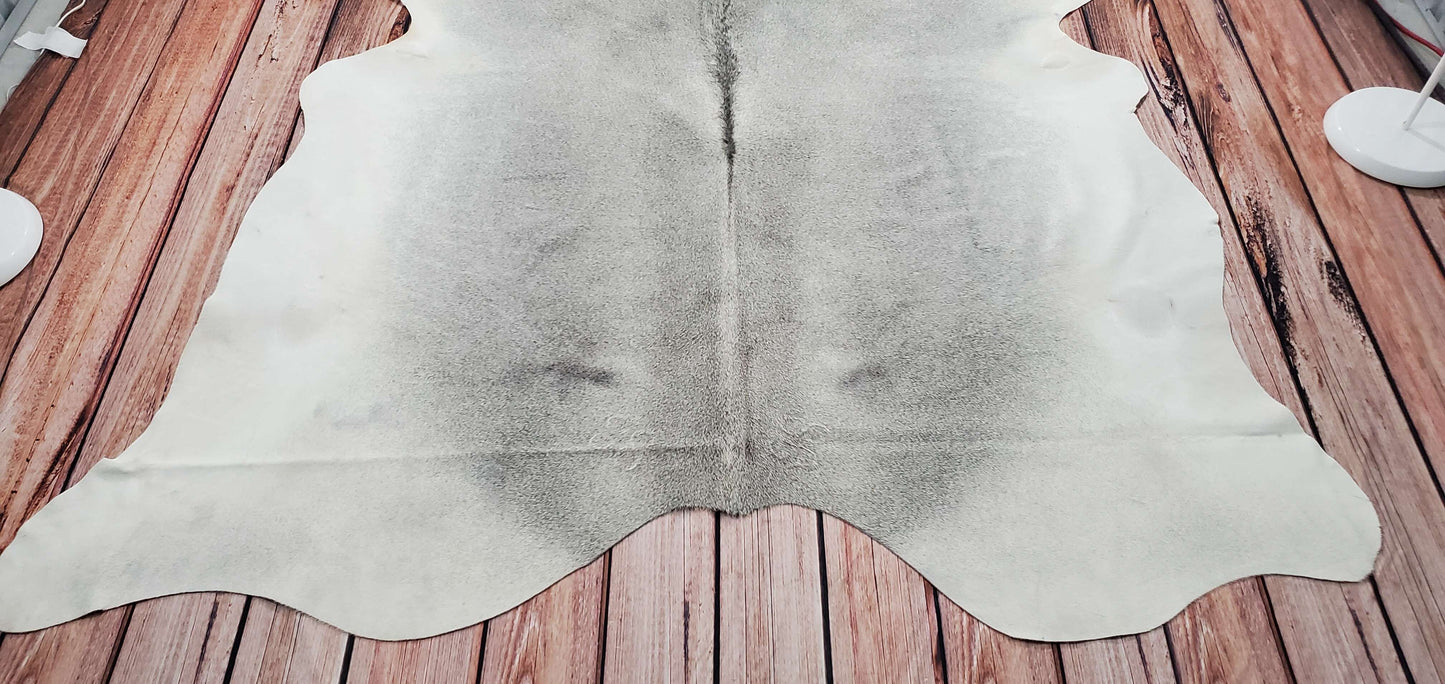 Genuine Large Grey Cowhide Rug 7ft x 6.6ft